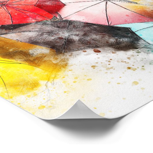 Umbrellas Colorful Abstract Poster (Hoek)