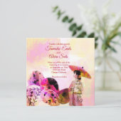 Umbrellas en Lady Custom Wedding Invitation Kaart (Staand voorkant)