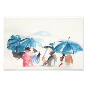 Umbrellas Originele Waterverven Fotoafdrukken Foto Afdruk
