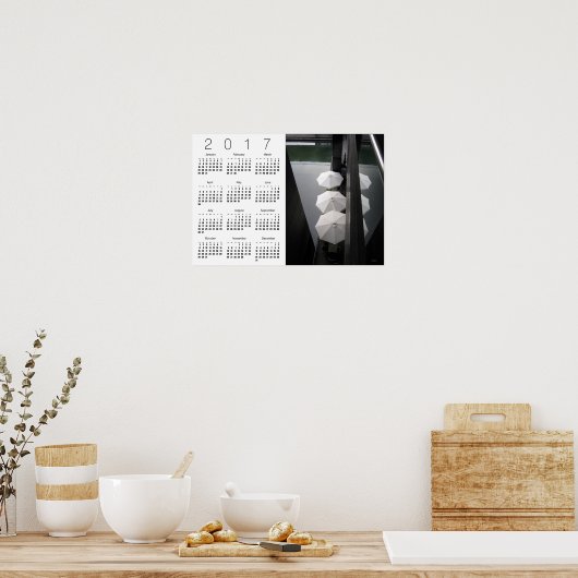 Umbrellas Paris White Calendar Poster 2017 (Keuken)