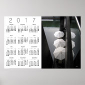Umbrellas Paris White Calendar Poster 2017 (Voorkant)