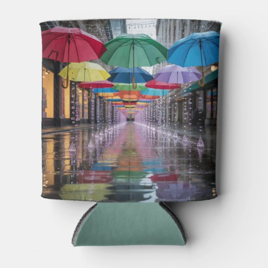 Umbrellas Rain Street Can Sleeve Blikjeskoeler (Voorkant)