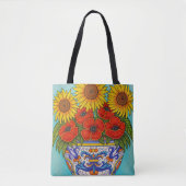 Umbria Bouquet Poppy Sunflower Allover Canvas tas (Voorkant)