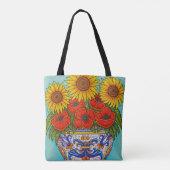 Umbria Bouquet Poppy Sunflower Allover Canvas tas (Achterkant)
