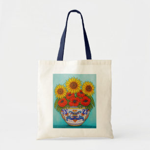 Umbria Bouquet Poppy Sunflower Canvas tas