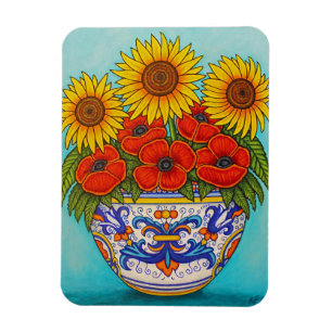 Umbria Bouquet Poppy Sunflower Magnet Magneet