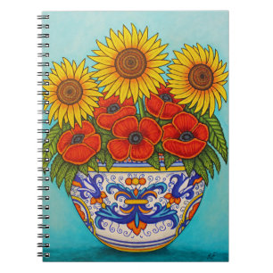 Umbria Bouquet Poppy Sunflower Note Book Notitieboek