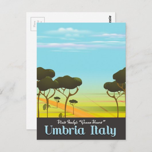 Umbrië Italië reisposter Briefkaart (Voorkant / Achterkant)
