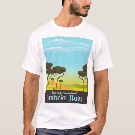 Umbrië Italië reisposter T-shirt (Voorkant)