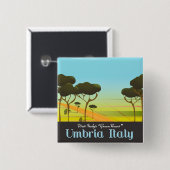 Umbrië Italië reisposter Vierkante Button 5,1 Cm (Voorkant /achterkant)