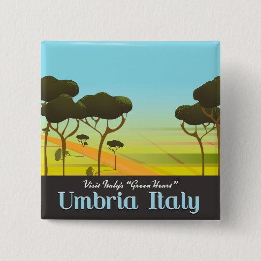 Umbrië Italië reisposter Vierkante Button 5,1 Cm (Voorkant)