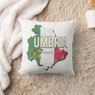 Umbrië Italië Retro Regio Kaart Souvenir Kussen