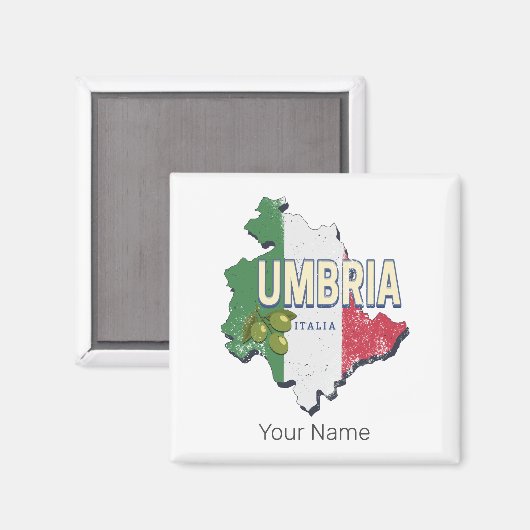 Umbrië Italië Retro Regio Kaart  Souvenir Magneet (Voorkant / Achterkant)