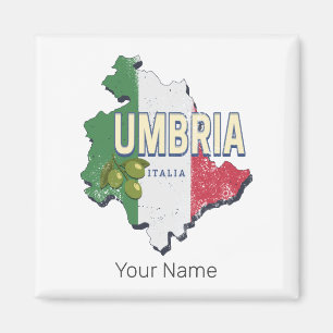 Umbrië Italië Retro Regio Kaart  Souvenir Magneet