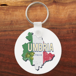 Umbrië Italië Retro Regio Kaart Souvenir Sleutelhanger