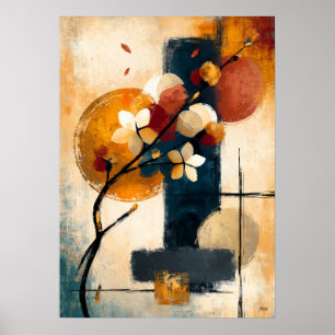Ume Bloesemtak Abstracte Wandkunst in Japanse Stij Poster