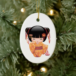 Ume Kokeshi Doll - Cute Japanese Geisha Girl Keramisch Ornament