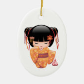 Ume Kokeshi Doll - Cute Japanese Geisha Girl Keramisch Ornament (Voorkant)