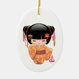 Ume Kokeshi Doll - Cute Japanese Geisha Girl Keramisch Ornament