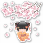 Ume Kokeshi Doll - Cute Japanese Geisha Girl Sticker (Voorkant)