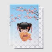 Ume Kokeshi Doll Japanese Geisha Blue Insert Vellum Uitnodigingen (Offset (Uitnodiging))