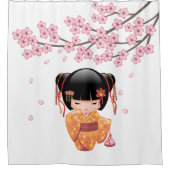 Ume Kokeshi Doll Japanese Geisha Girl Douchegordijn (Voorkant)