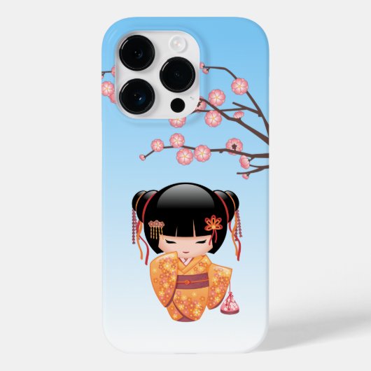 Ume Kokeshi Doll - Japans Geisha Meisje Blauw Case-Mate iPhone Case (Achterkant)