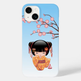 Ume Kokeshi Doll - Japans Geisha Meisje Blauw Case-Mate iPhone 14 Hoesje