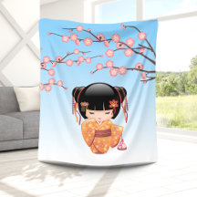 Ume Kokeshi Doll - Japans Geisha Meisje Blauw