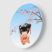 Ume Kokeshi Doll - Japans Geisha Meisje Blauw Grote Klok (Hoek)