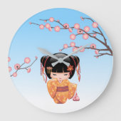 Ume Kokeshi Doll - Japans Geisha Meisje Blauw Grote Klok (Voorkant)