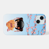 Ume Kokeshi Doll - Japans Geisha Meisje Blauw iPhone 15 Case (Achterkant horizontaal)