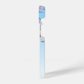 Ume Kokeshi Doll - Japans Geisha Meisje Blauw iPhone Hoesje (Linkerkant)