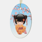 Ume Kokeshi Doll - Japans Geisha Meisje Blauw Keramisch Ornament (Links)