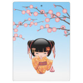 Ume Kokeshi Doll - Japans Geisha Meisje Blauw Klembord (Achterkant)