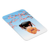 Ume Kokeshi Doll - Japans Geisha Meisje Blauw Magneet (Rechterzijde)