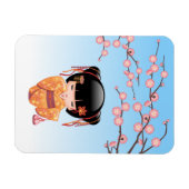 Ume Kokeshi Doll - Japans Geisha Meisje Blauw Magneet (Horizontaal)