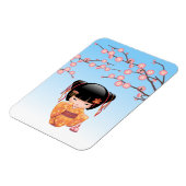 Ume Kokeshi Doll - Japans Geisha Meisje Blauw Magneet (Linkerzijde)