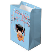 Ume Kokeshi Doll Japans Geisha Meisje Blauw Medium Cadeauzakje (Achterkant Gekanteld)