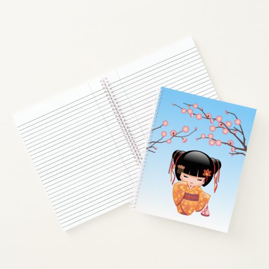 Ume Kokeshi Doll - Japans Geisha Meisje Blauw Notitieboek (Binnen)