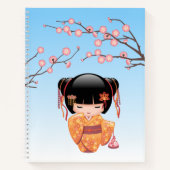 Ume Kokeshi Doll - Japans Geisha Meisje Blauw Notitieboek (Voorkant)