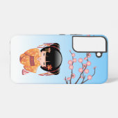 Ume Kokeshi Doll - Japans Geisha Meisje Blauw Samsung Galaxy Hoesje (Achterkant horizontaal)