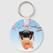 Ume Kokeshi Doll - Japans Geisha Meisje Blauw Sleutelhanger (Achterkant)