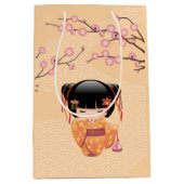 Ume Kokeshi Doll - Japans Geisha Meisje Geel Medium Cadeauzakje (Voorkant)