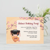 Ume Kokeshi Doll - Japans Geisha Verjaardagsfeest Kaart (Staand voorkant)