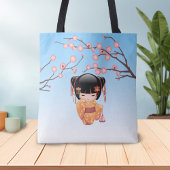 Ume Kokeshi Doll - Japans Pruim Geisha Meisje Blau Tote Bag