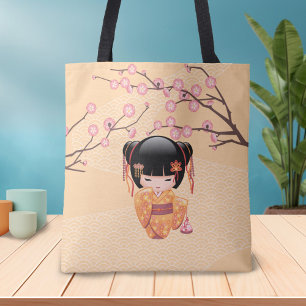 Ume Kokeshi Doll - Japans pruimeltje Geisha Girl Tote Bag