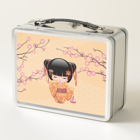 Ume Kokeshi Doll - Japanse peach Geisha Girl (Achterkant)