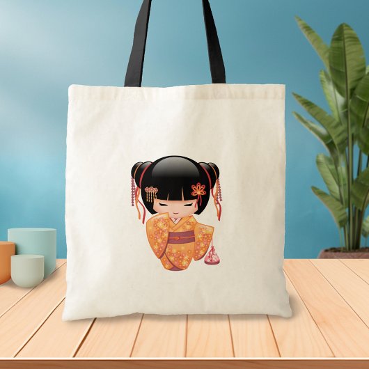 Ume Kokeshi Doll - Japanse peach Geisha Girl 2 Tote Bag