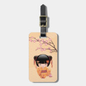 Ume Kokeshi Doll - Japanse peach Geisha Girl Bagagelabel (Voorkant verticaal)